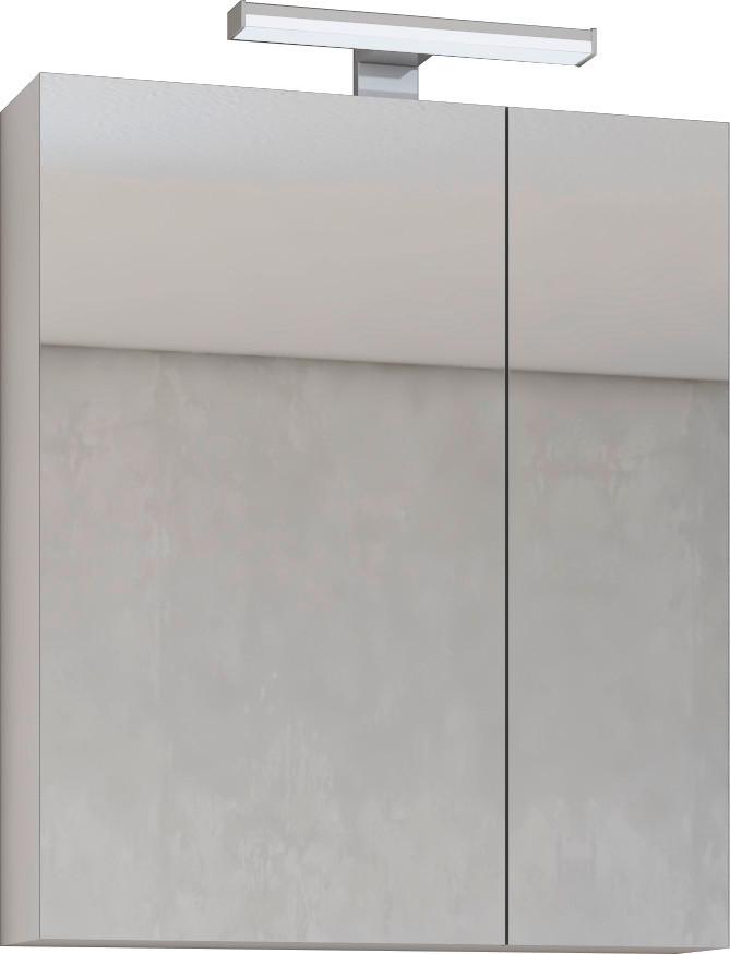 Spiegelschrank Edi B: 65 cm Weiss, 2 Einlegeböden - Weiß, MODERN, Glas/Holzwerkstoff (65/74/18cm)