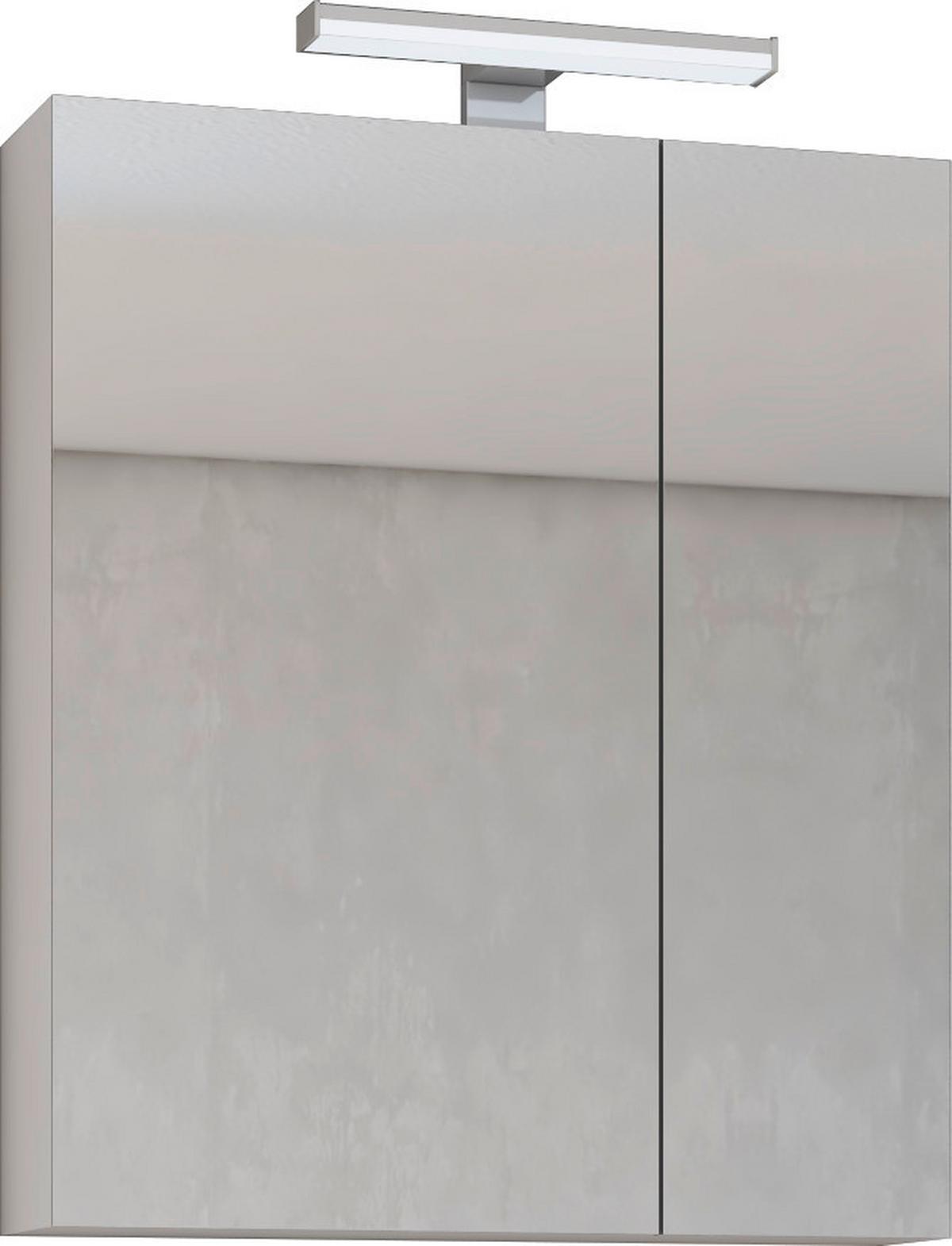 Spiegelschrank Edi B: 65 cm Weiss, 2 Einlegeböden - Weiß, MODERN, Glas/Holzwerkstoff (65/74/18cm)