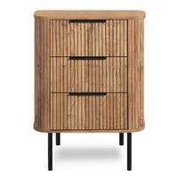 Kommode Kunja Akazie Massiv, B: 58 cm - Schwarz/Akaziefarben, Trend, Holz/Metall (58/80/45cm)
