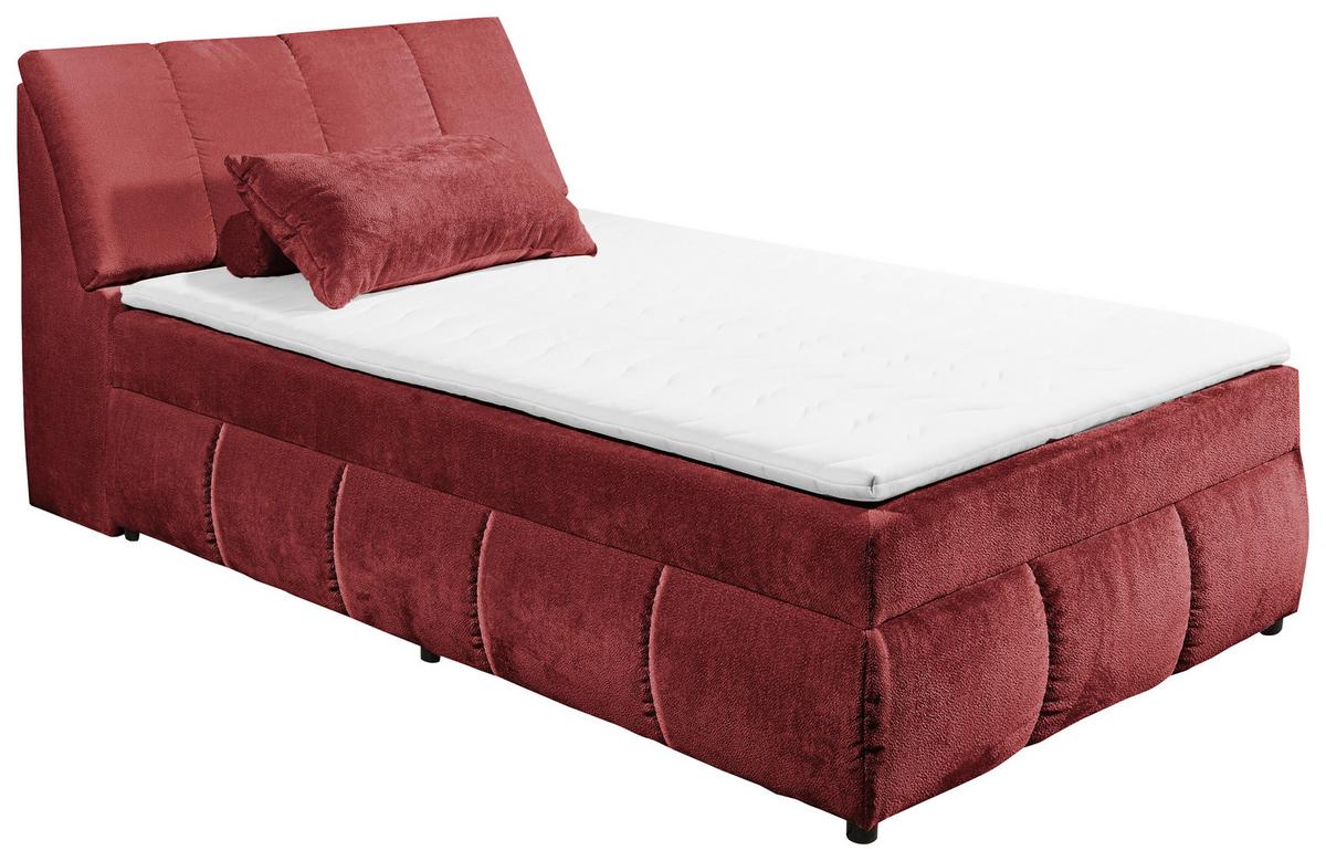 Boxbett Mit Topper+bettkasten 120x200 Cm Valencia - Rot/Schwarz, MODERN, Holzwerkstoff/Textil (120/200cm) - MID.YOU