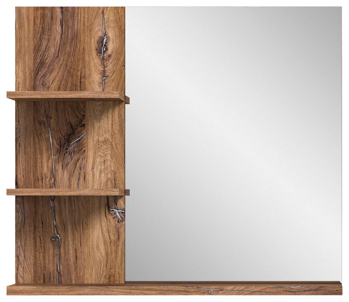 Badspiegel Ramon 80x70 Cm Ablage Eiche - MODERN, Glas/Holzwerkstoff (80/70/20cm) - MID.YOU