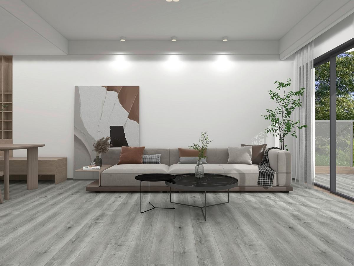 Vinylboden Eiche Grau Landhausdiele Klick-Vinyl - Grau, Basics, Kunststoff/Stein (23/128/0,57cm) - Econfloor