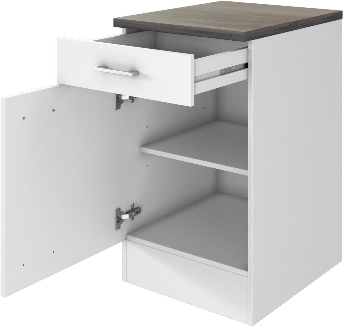 Küchenunterschrank Lucca Weiß B: 50 cm - Graubraun/Weiß, KONVENTIONELL, Holzwerkstoff (50/85/60cm) - FlexWell