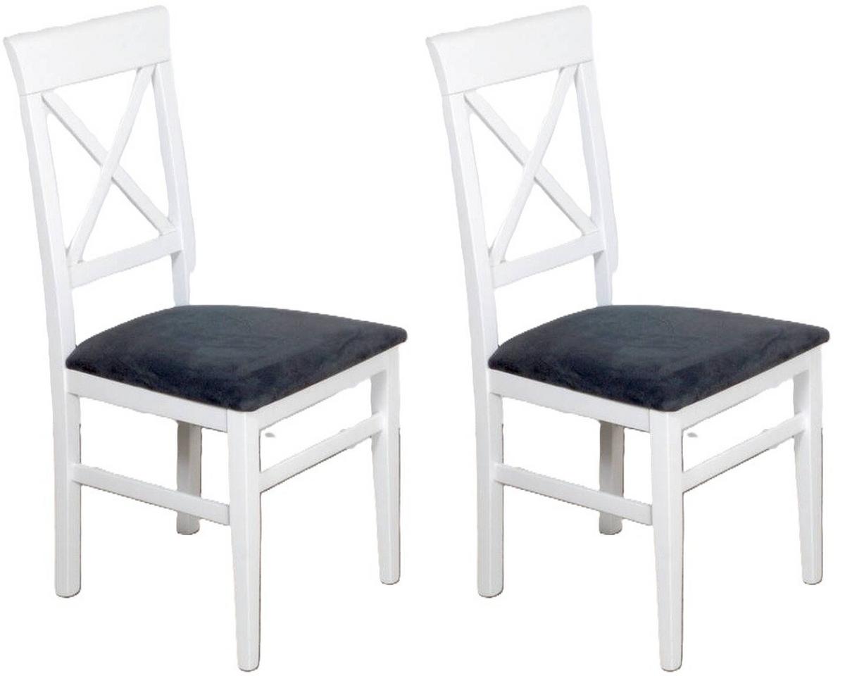 Stuhl-set Madrano Grau/weiß B: 44 Cm - Weiß/Grau, KONVENTIONELL, Holz/Textil (44/93/46cm) - MID.YOU