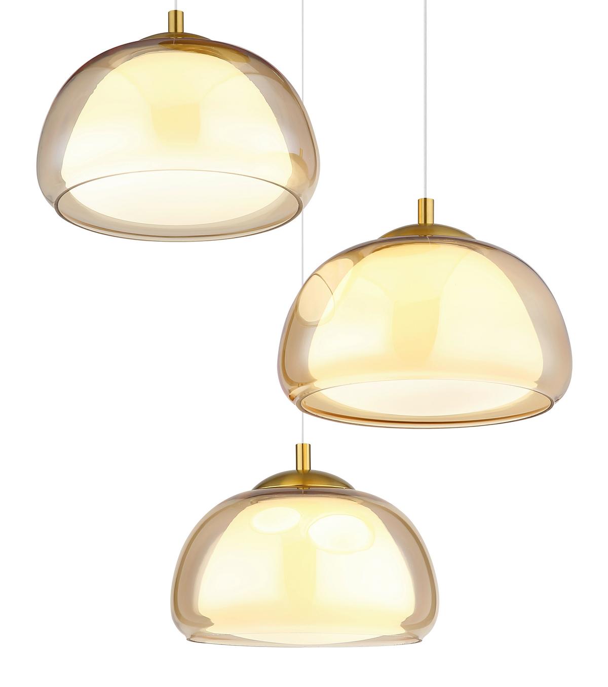 Hängeleuchte Avila Opal-/Farbglas ca. 50c150 cm - Transparent/Goldfarben, Design, Glas/Kunststoff (50/150cm) - Globo