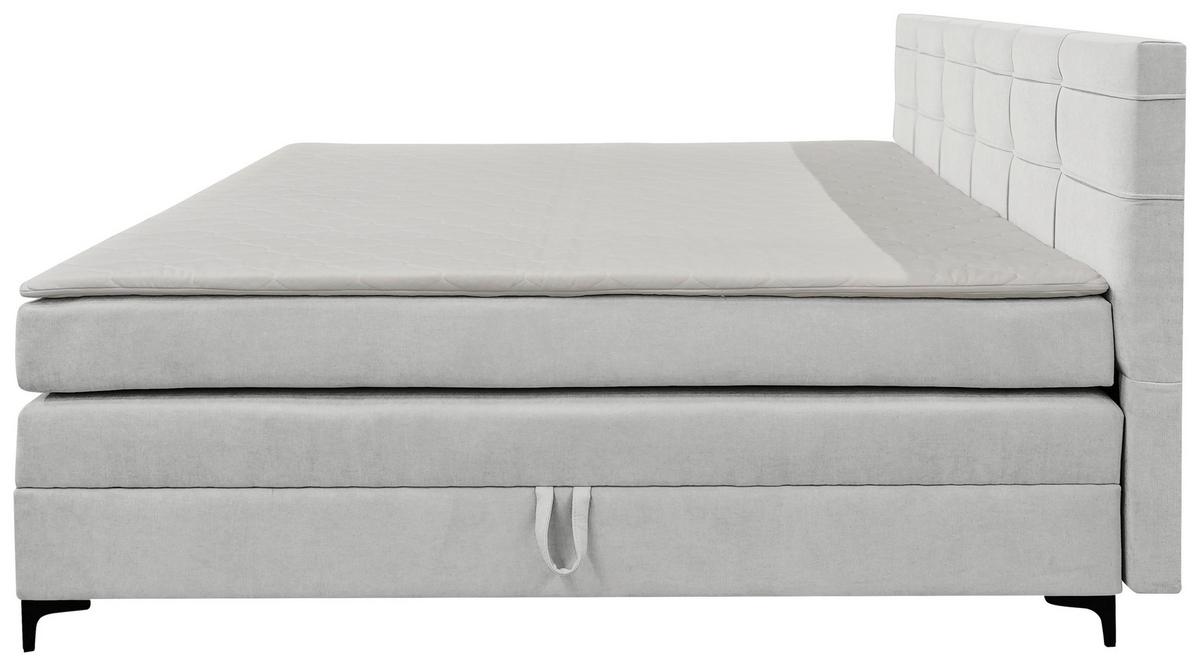Boxspringbett Mitto mit Topper 180x200 cm - Beige/Schwarz, KONVENTIONELL, Textil/Metall (180/200cm)