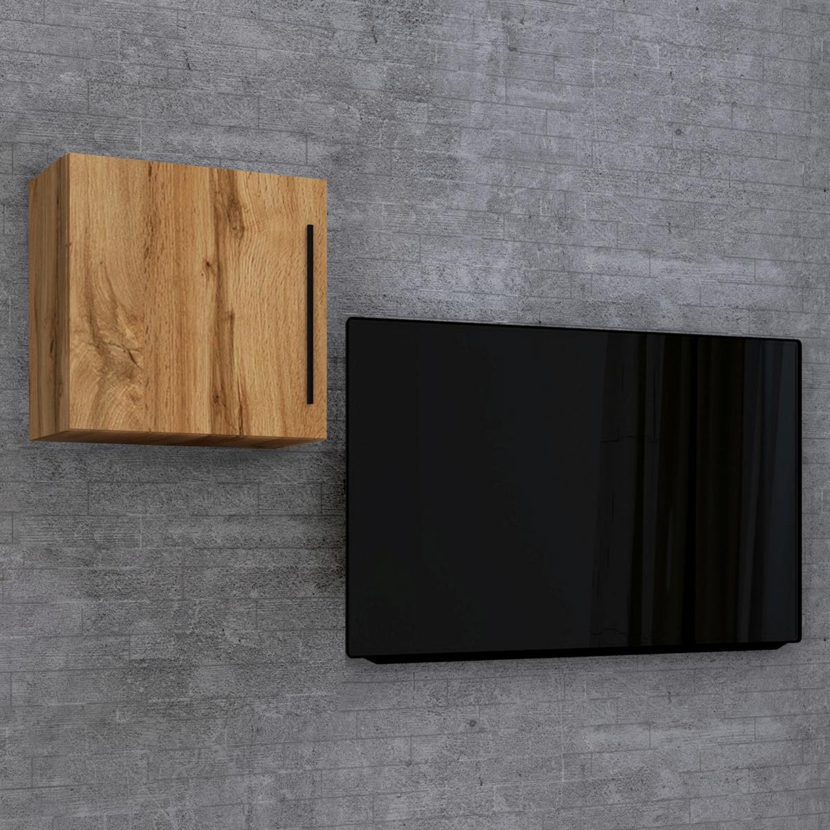 Závěsná skříňka Arila š: 50 cm, dub medový - černá/medový dub, Moderní, kov/kompozitní dřevo (50/50/30cm) - MID.YOU