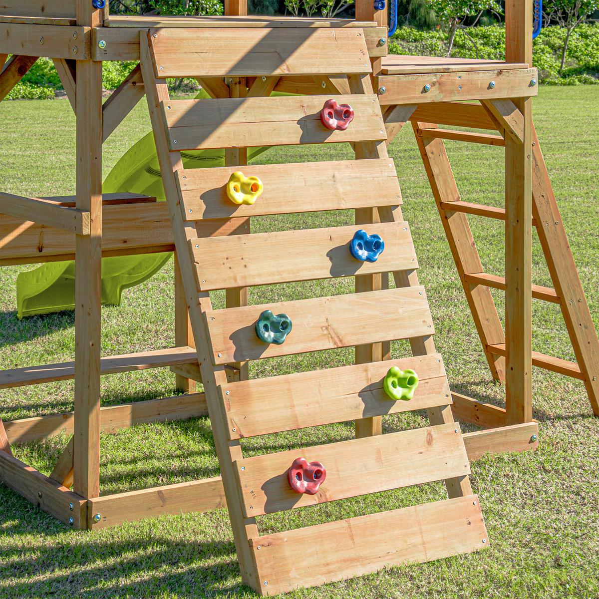 Spielturm Mit Rutsche Limegrün - Anthrazit/Limette, Basics, Holz/Kunststoff (482/500/338cm) - Ambia Garden