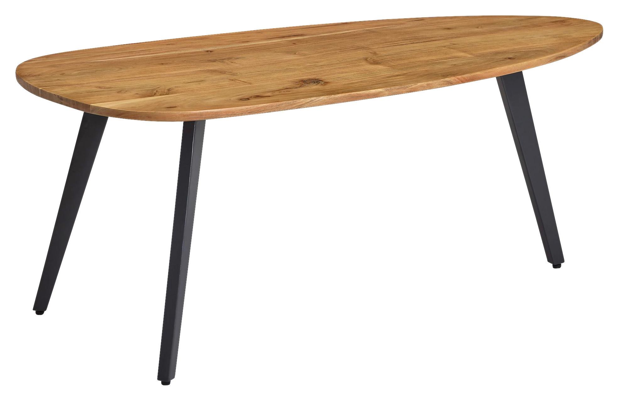 Konferenční stolek Wohnling masív - šedá/barvy akácie, Moderní, kov/dřevo (110/60/45cm) - MID.YOU