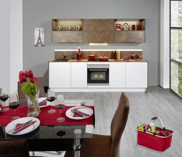 Konyhablokk Ibarra - Fehér/Bronz, modern, Faalapú anyag (273,2cm) - Vertico