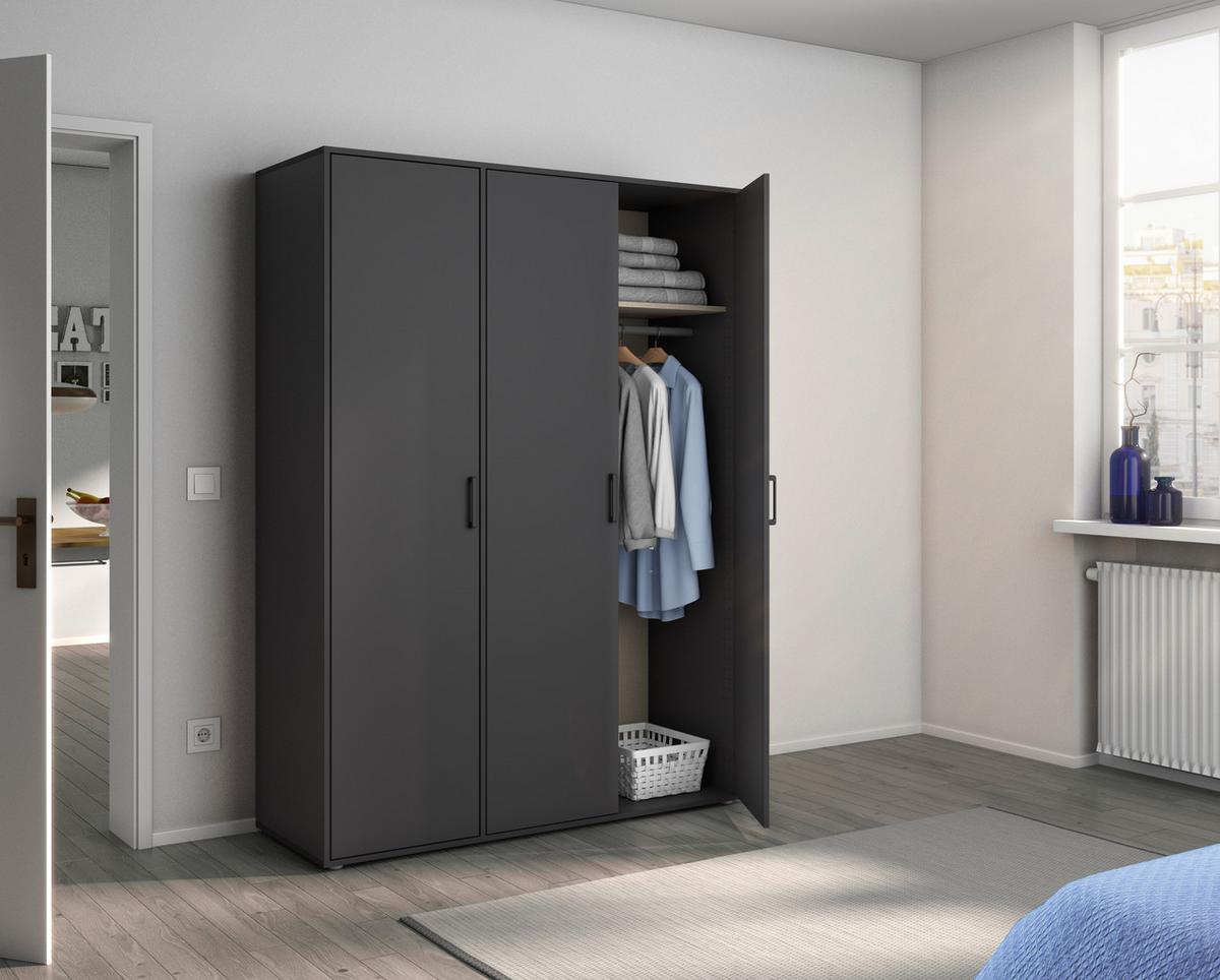 Drehtürenschrank Voyager Grau 140 Cm - Grau, MODERN, Holzwerkstoff (140/194/53cm) - Rauch Möbel