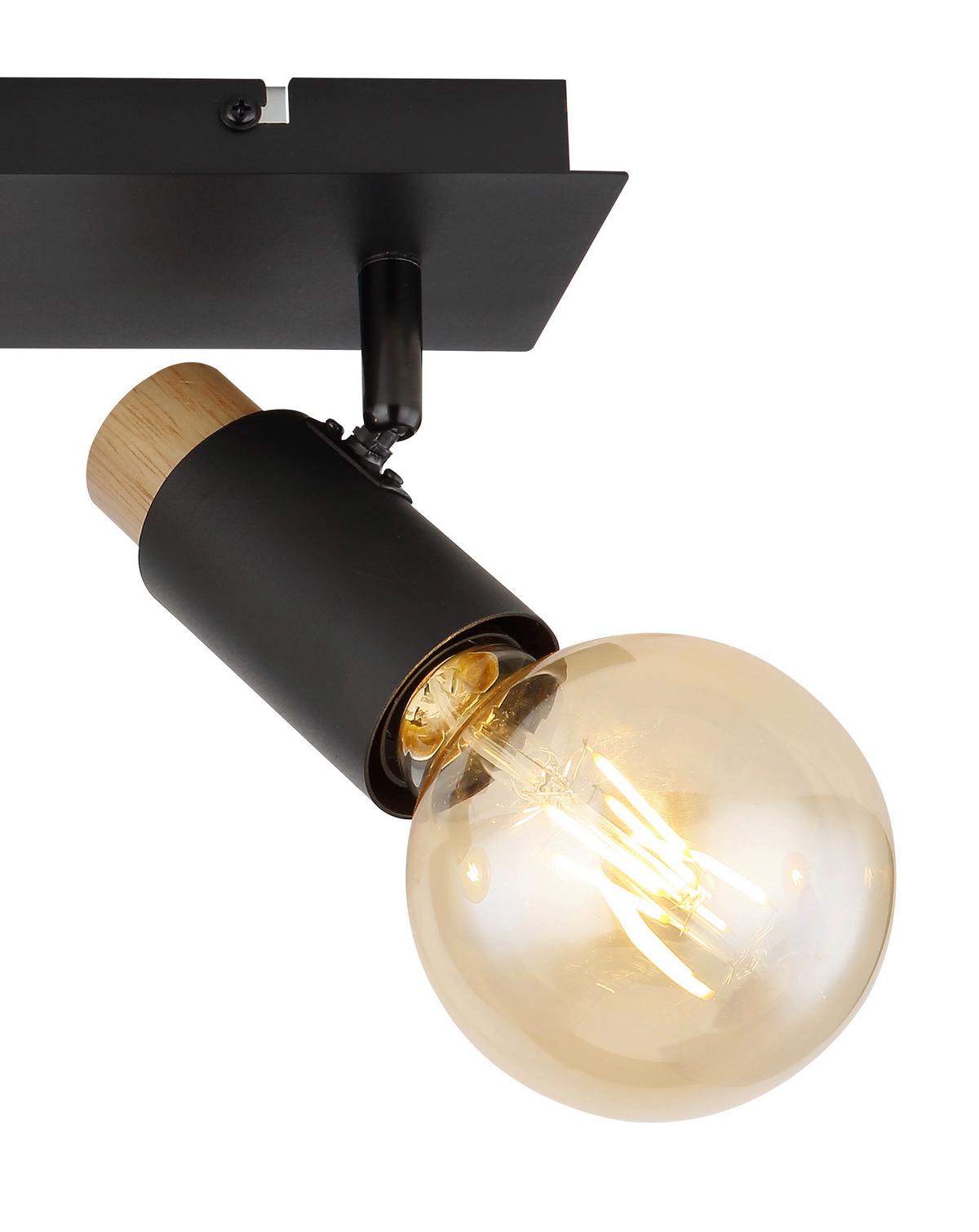 Strahler 54045-3 - Dunkelbraun/Schwarz, Design, Holz/Metall (48,5/8/14,5cm) - Globo