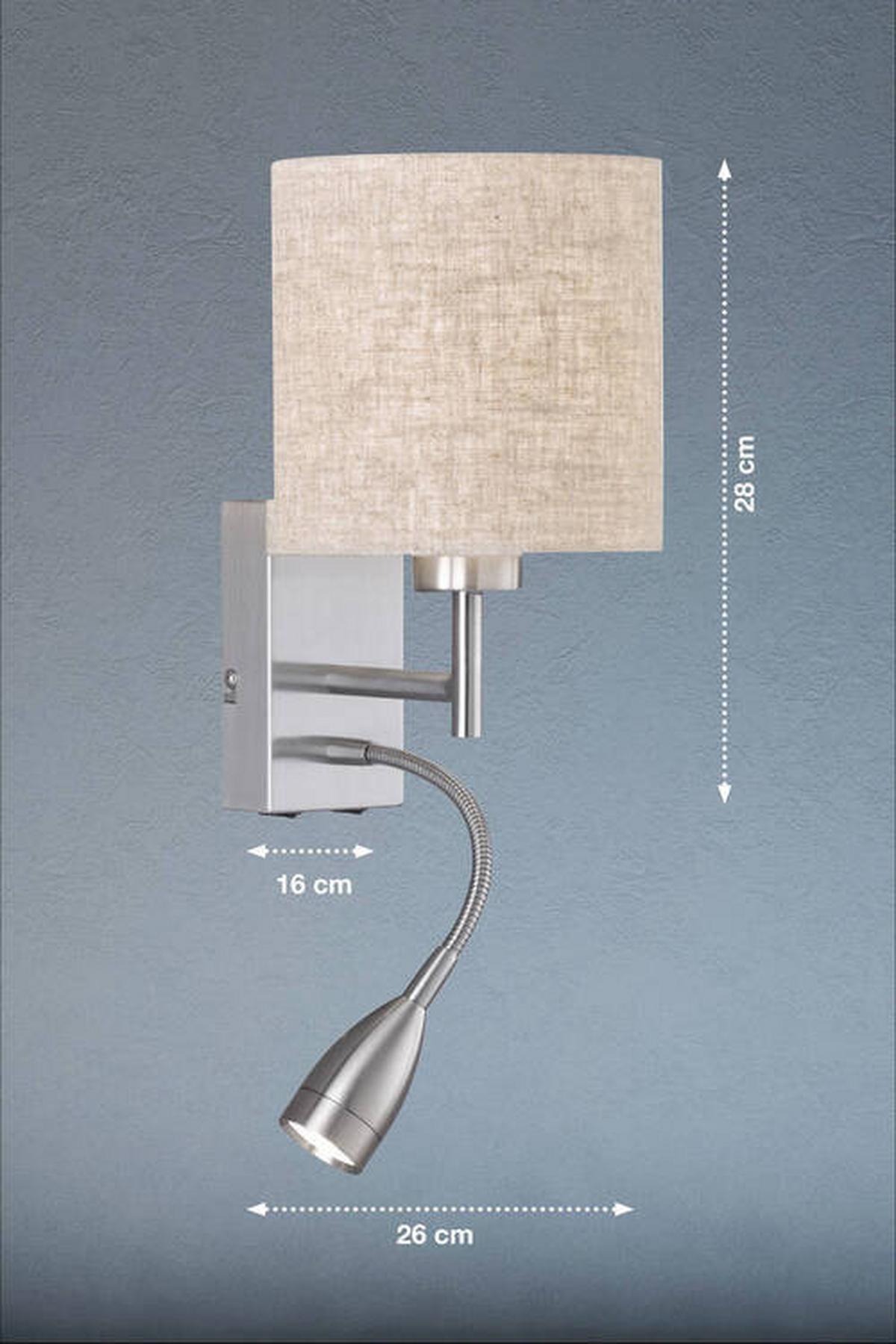 Wandleuchte 30314 Dreamer - Sandfarben/Nickelfarben, Basics, Textil/Metall (16/28cm) - Fischer & Honsel