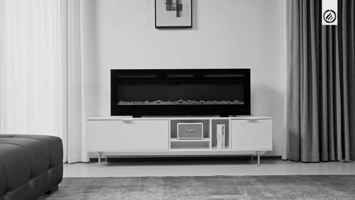 Elektrokamin Marlon - Schwarz, Basics, Glas/Metall (91,4/46,6/11,39cm)