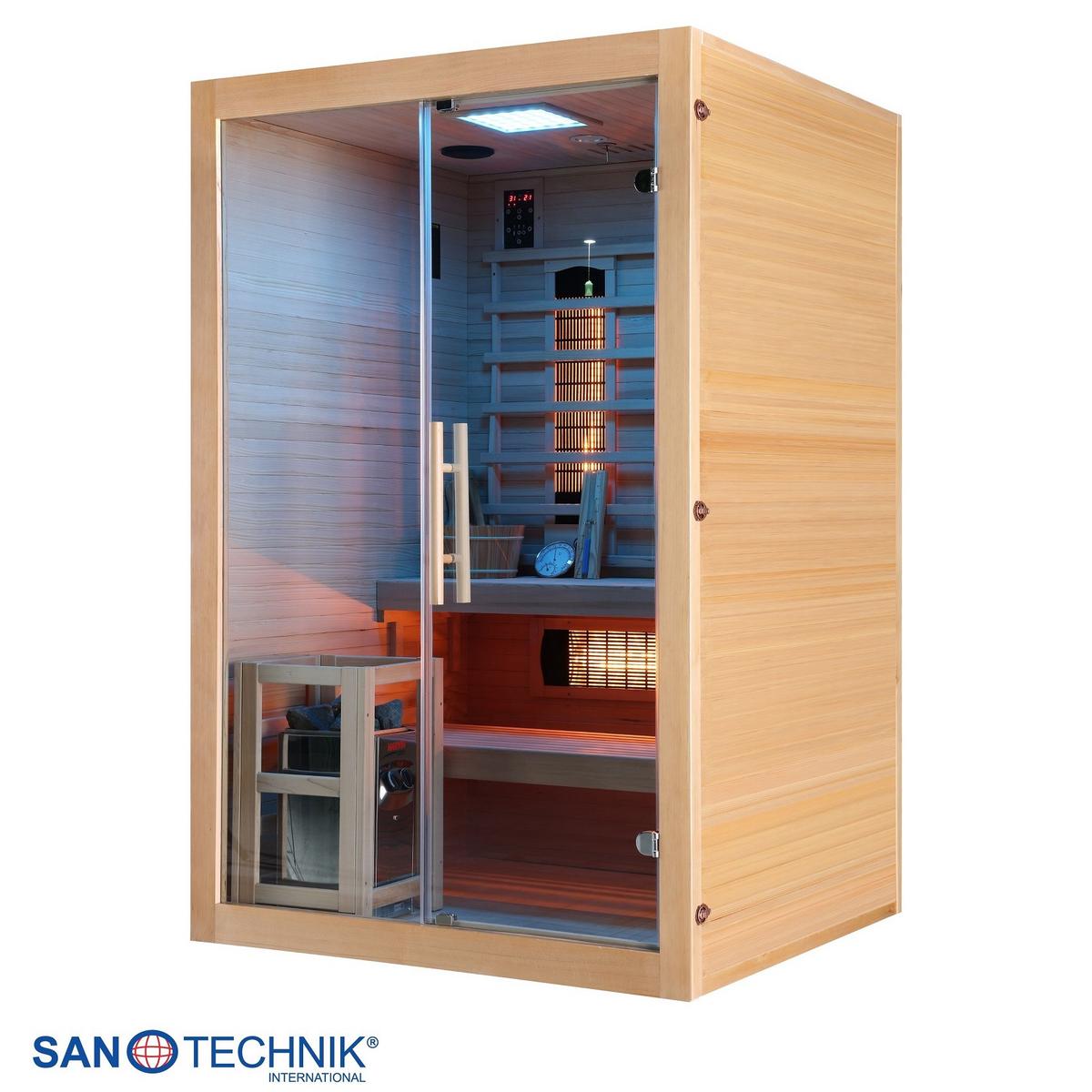 Infrarotkabine 2 Personen LBH: 130x120x200 cm - Naturfarben, Basics, Glas/Holz (130/120/200cm) - Sanotechnik