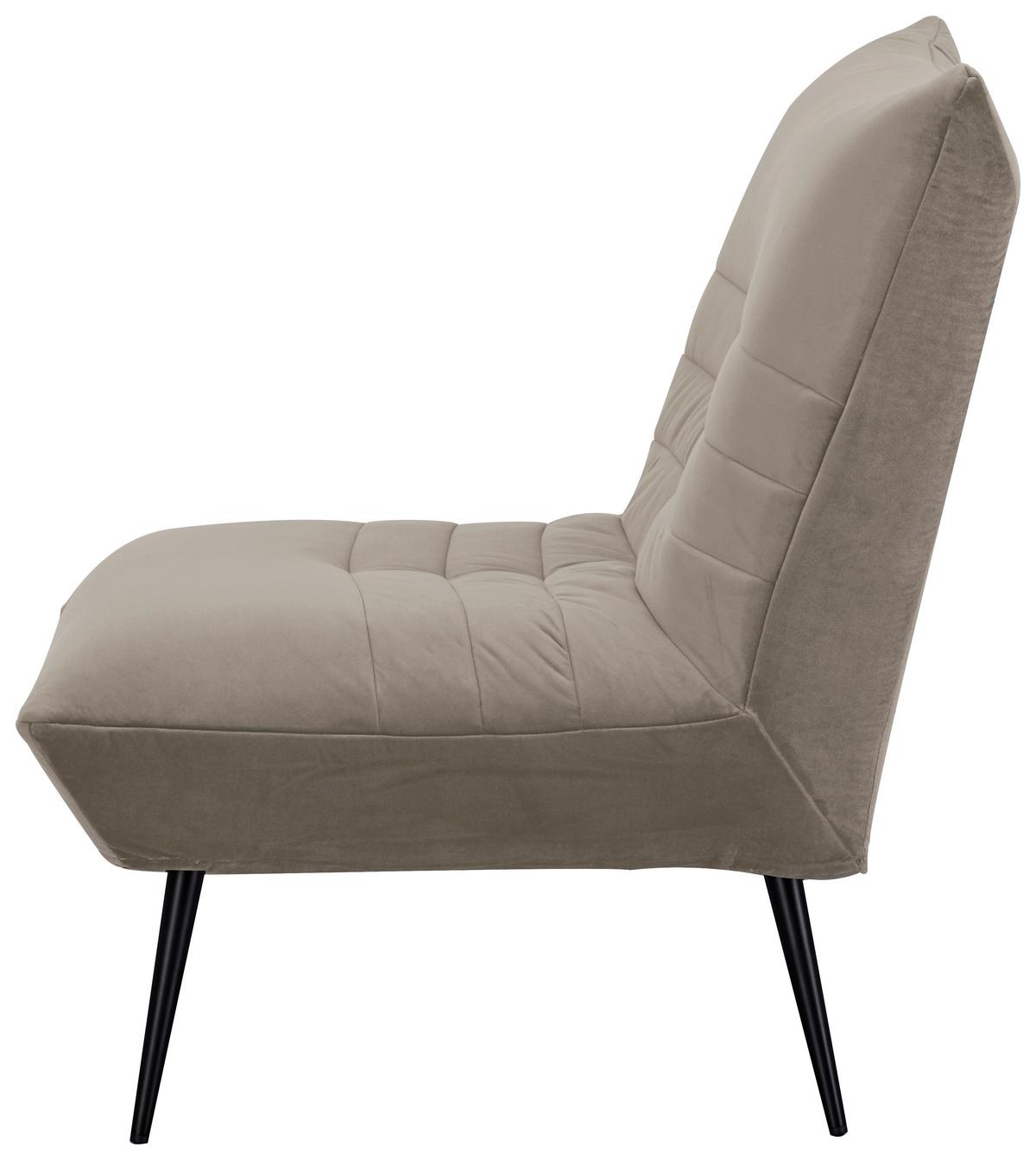 Sessel Jarvis Taupe Samt B: 75 cm - Taupe/Schwarz, MODERN, Textil (75/92/87cm) - MID.YOU