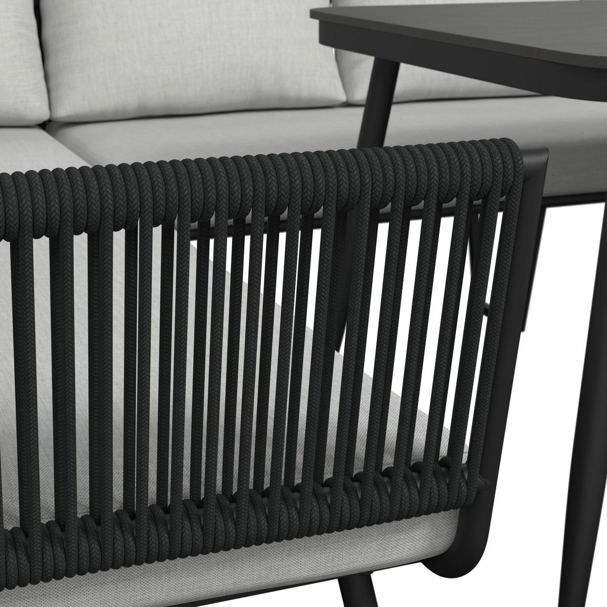 JEDÁLENSKÁ TERASOVÁ SÚPRAVA CAMEA - svetlosivá/tmavosivá, Modern, kov/textil - Bessagi Garden