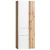 Badezimmer Hochschrank Varese BxH 65x180 cm Weiß/Eiche Dekor - Eiche Wotan/Weiß, MODERN, Holzwerkstoff (65/180/35cm) - Held