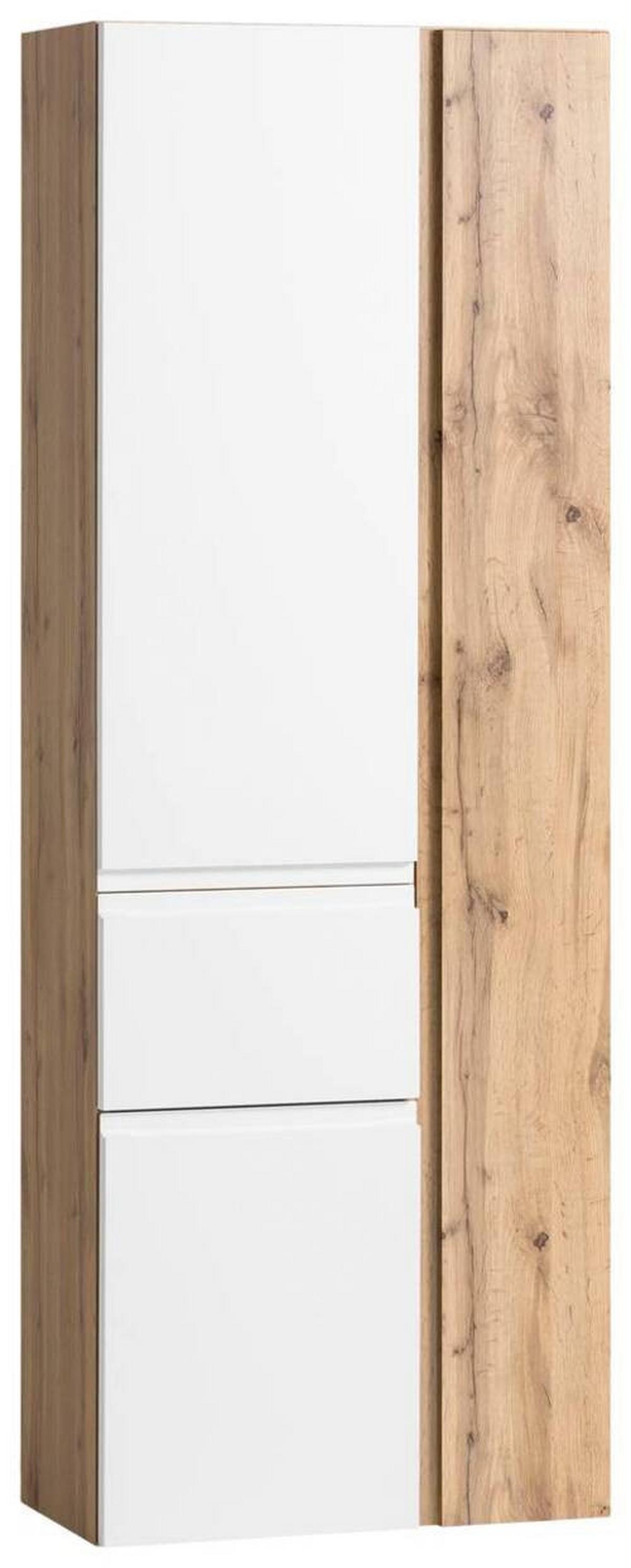 Badezimmer Hochschrank Varese Bxh 65x180 Cm Weiß/eiche Dekor - Eiche Wotan/Weiß, MODERN, Holzwerkstoff (65/180/35cm) - Held