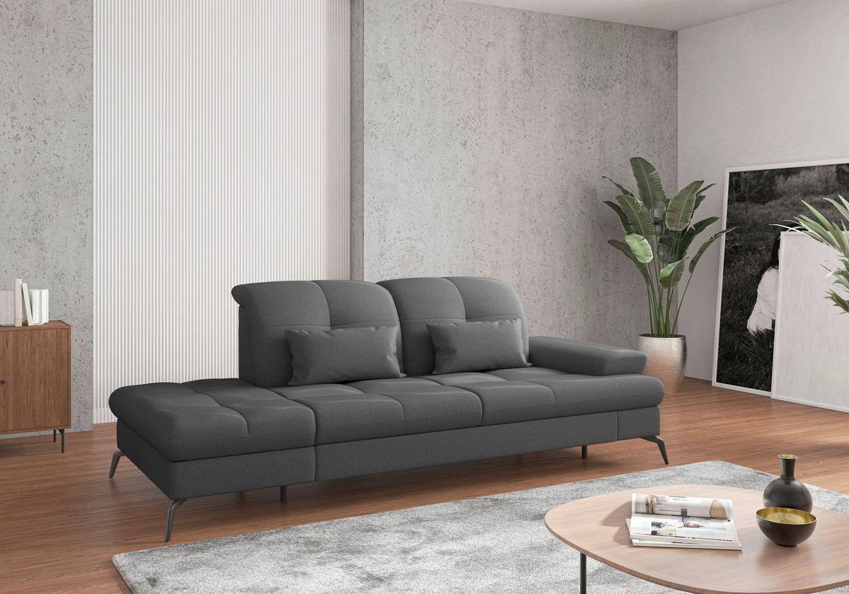 Récamiere Amica E, Dunkelgrau B: 231 Cm - Dunkelgrau/Schwarz, KONVENTIONELL, Textil (231/90/122cm) - Sit & More