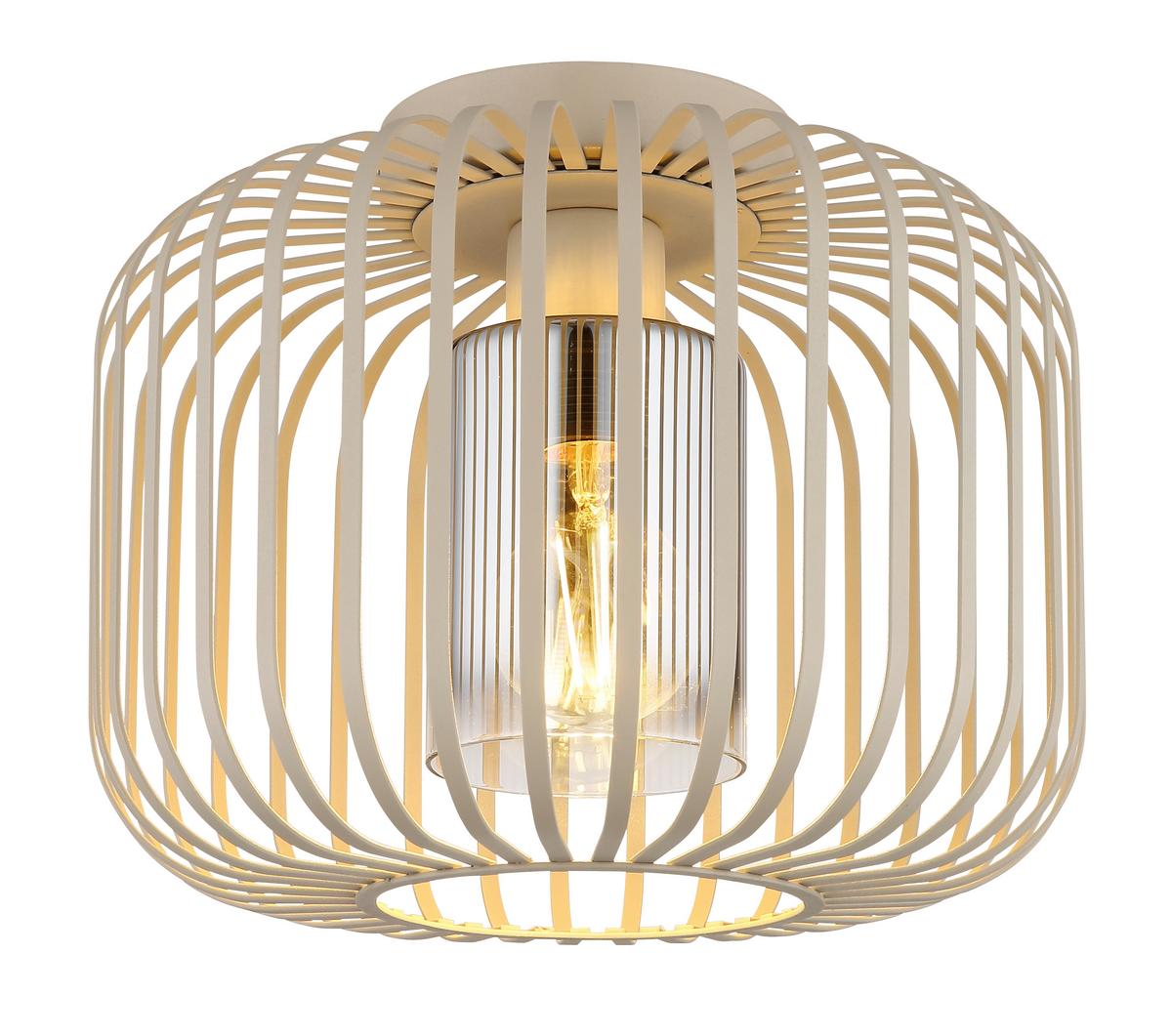 Deckenleuchte Alfred Grau Klar Sandfarben D: 28 cm - Sandfarben/Klar, Design, Glas/Metall (28/23cm) - Globo