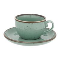 šálka na espresso s tanierikom CAPRI - zelená, Modern, keramika - Mömax