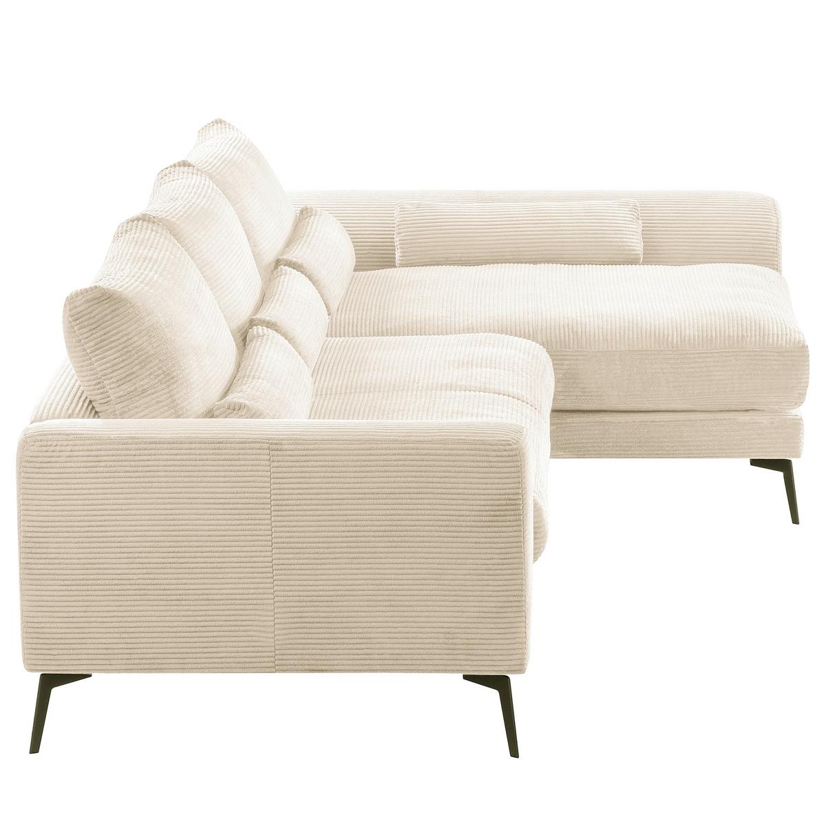 Ecksofa Berlin Cord Creme 313x172 cm - Creme/Schwarz, Design, Textil (313/172cm) - P & B
