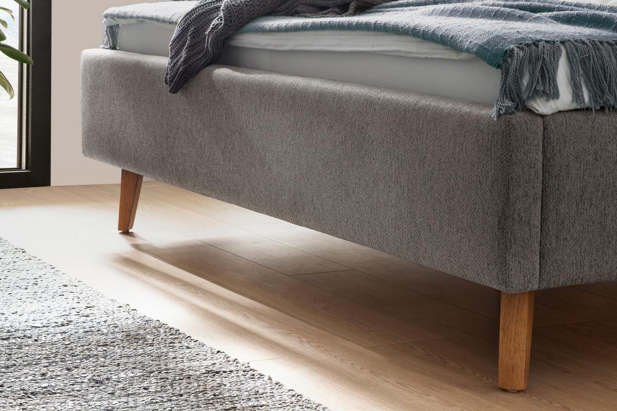 Polsterbett mit Bettkasten 140x200 cm Frieda Grau - Eichefarben/Grau, MODERN, Holz/Textil (140/200cm) - Livetastic