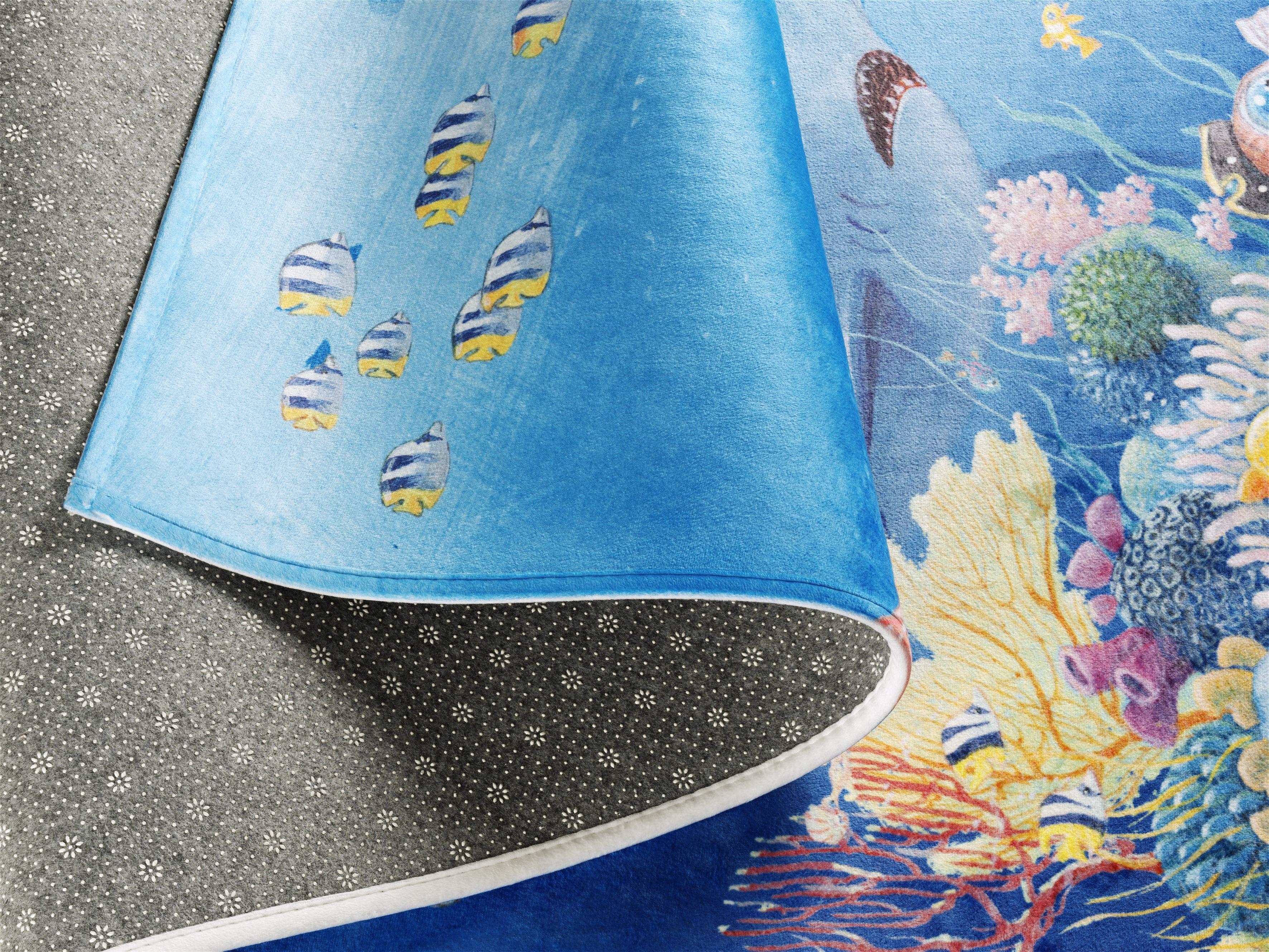 Kinderteppich Pirat Blau 140x200 Cm - Blau/Dunkelblau, Trend, Textil (140/200cm)