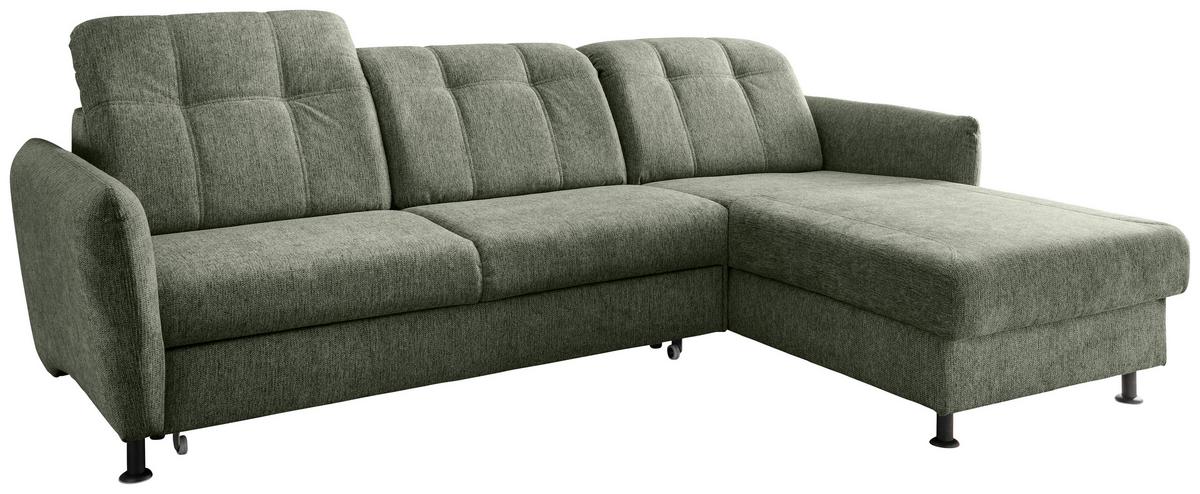 Ecksofa Minori Chenille Grün - Schwarz/Grün, MODERN, Textil (267/184cm) - Livetastic
