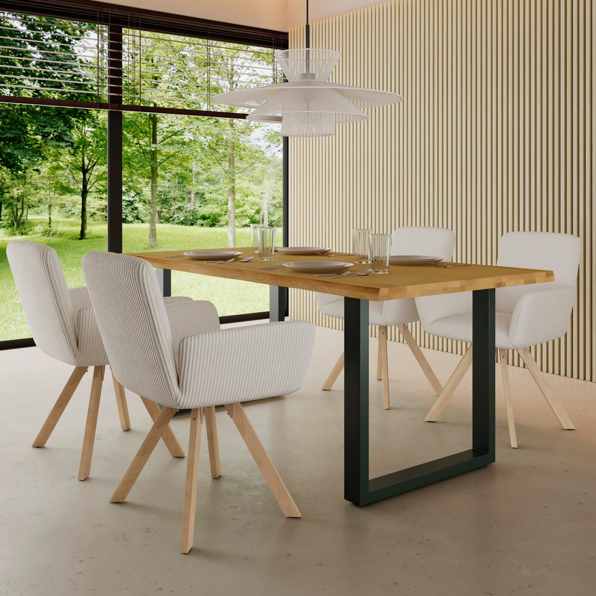 Židle s područkami Mairo MAIRO - krémová/barvy buku, Moderní, dřevo/textil (66/62/91cm) - Bessagi Home