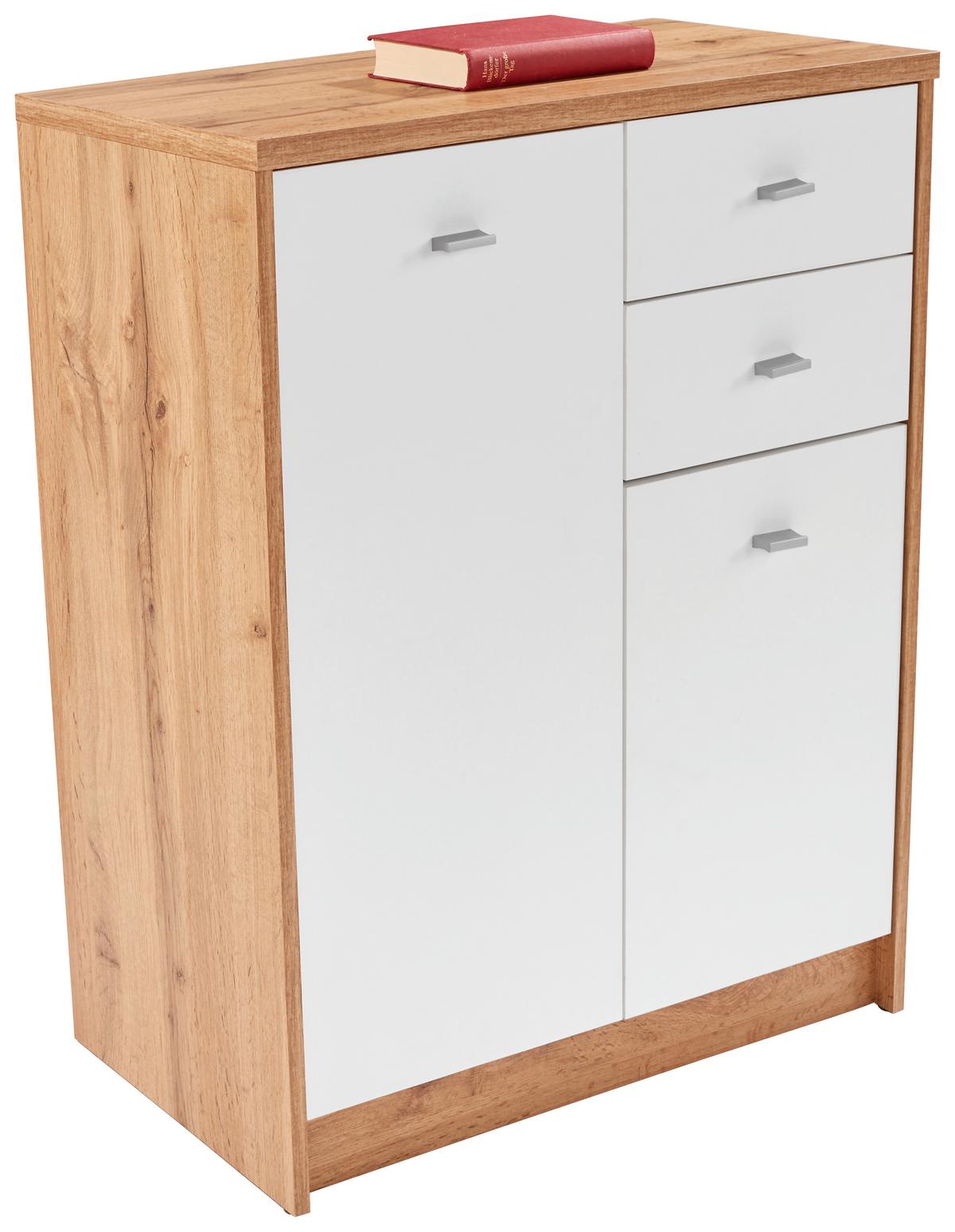 Komoda 4-YOU NEW - bílá/barvy dubu, Moderní, kompozitní dřevo/plast (74/85,4/34,6cm)