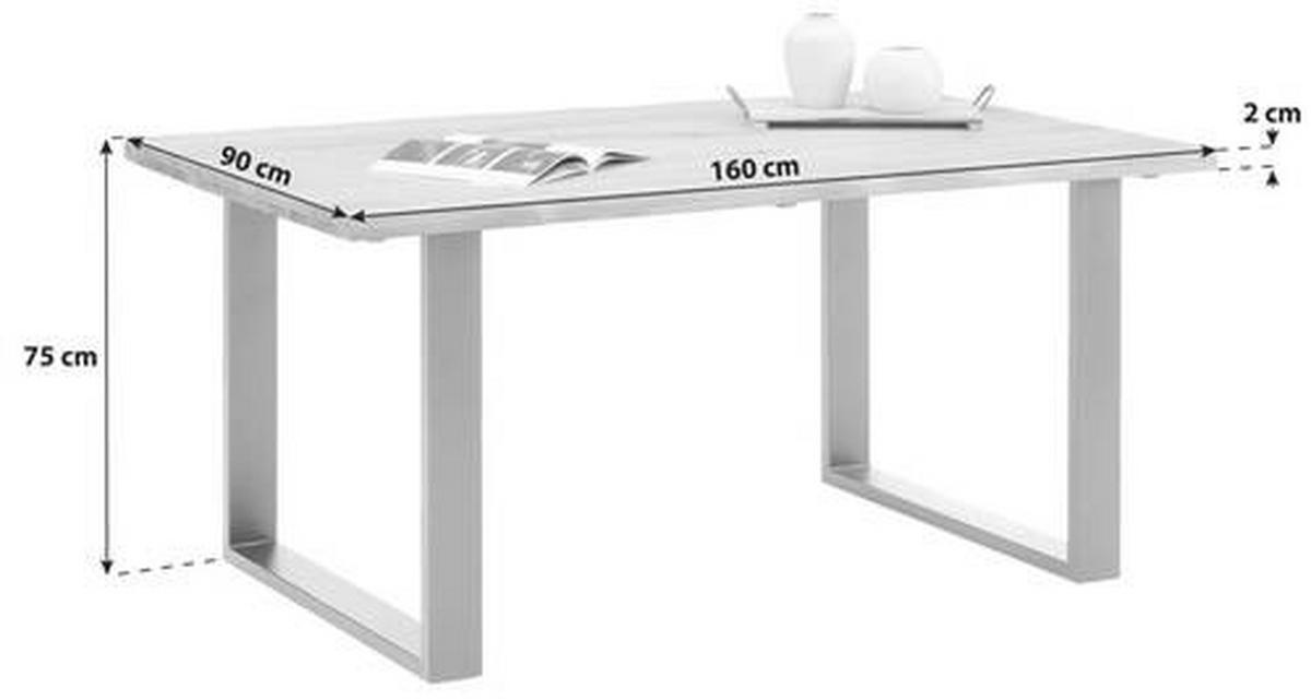 JEDÁLENSKÝ STÔL WOOD 160 - čierna/prírodná farba, Konventionell, kov/drevo (160/75/90cm) - James Wood