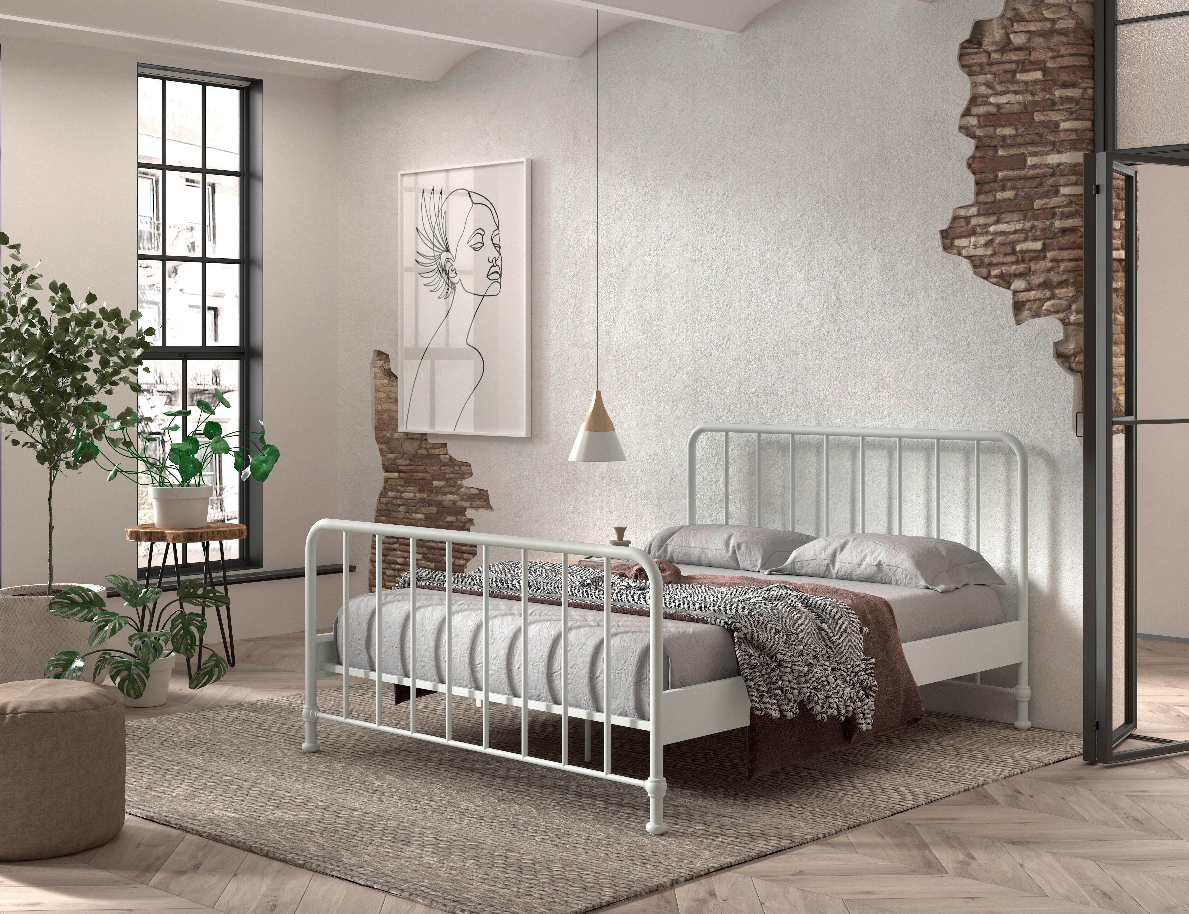 Postel pre deti a mládež bílá, 160x200cm - bílá, Romantický / Rustikální, kov/dřevo (160/200cm) - MID.YOU