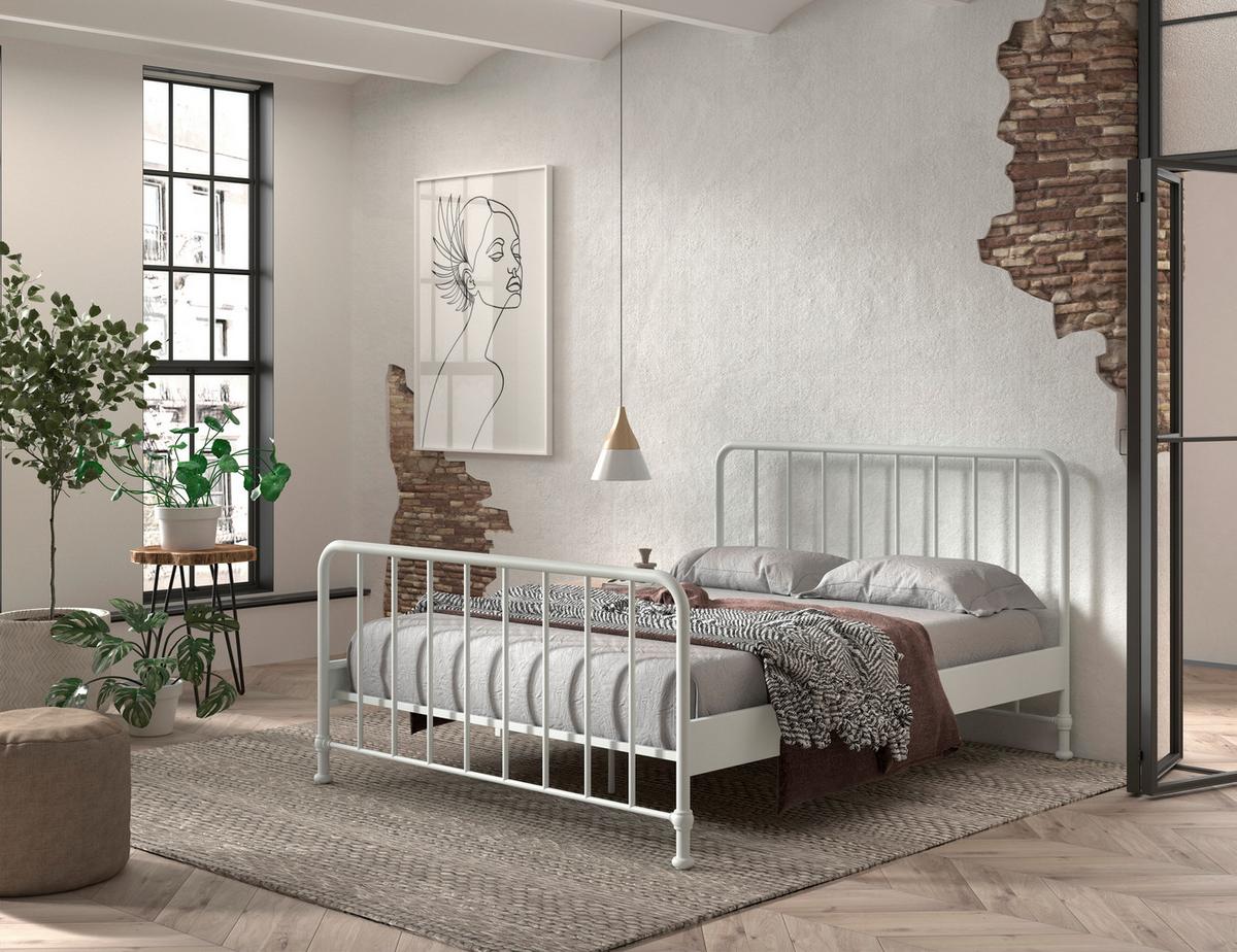 Postel pre deti a mládež bílá, 160x200cm - bílá, Romantický / Rustikální, kov/dřevo (160/200cm) - MID.YOU