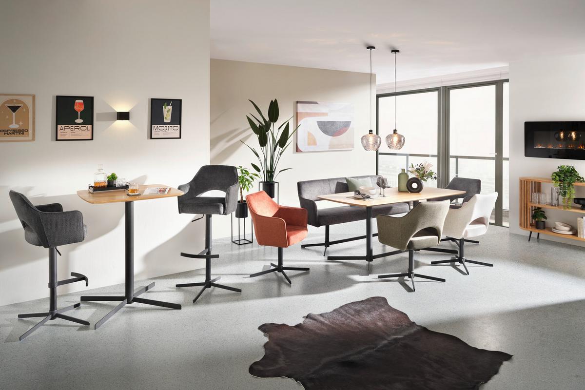 Jedálenský stôl dyha VALETTA 160 - čierna/farba duba, Modern, kov/drevo (160/90/76cm) - Premium Living