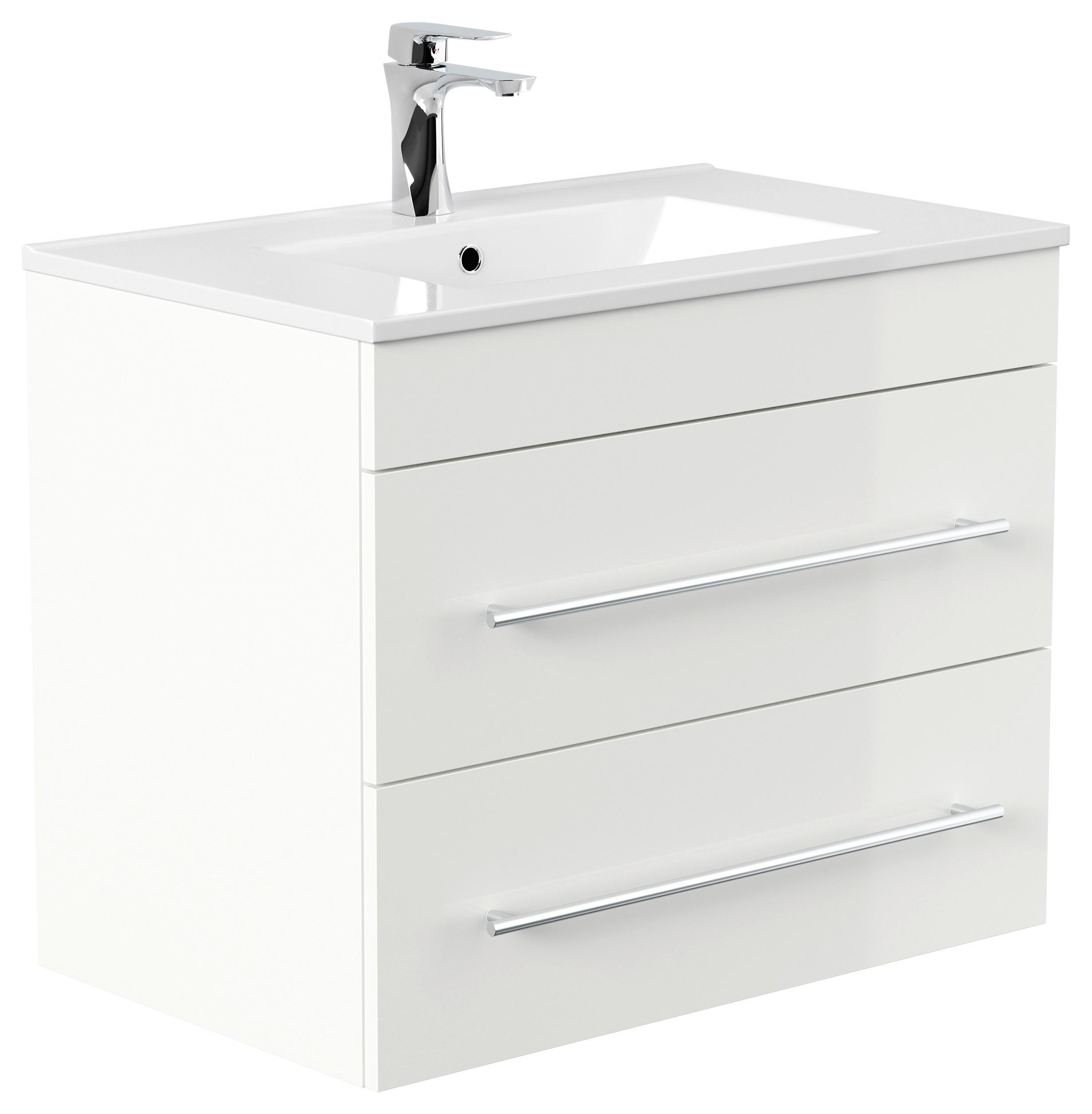 WASCHTISCHKOMBI Artemis, Weiß HG B: 75,5 cm - Weiß Hochglanz/Weiß, Basics, Keramik/Holzwerkstoff (75,5cm) - MID.YOU