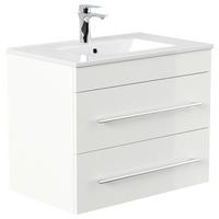 WASCHTISCHKOMBI Artemis, Weiß HG B: 75,5 cm - Weiß Hochglanz/Weiß, Basics, Keramik/Holzwerkstoff (75,5cm) - MID.YOU