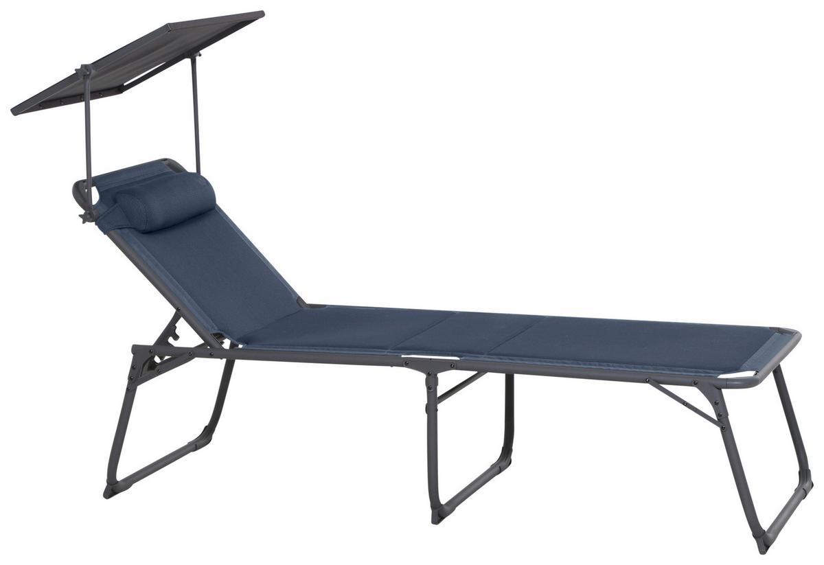 Campingliege Klappbar + Nackenkissen - Anthrazit/Dunkelblau, KONVENTIONELL, Textil/Metall (69/43/200cm) - Siena Garden