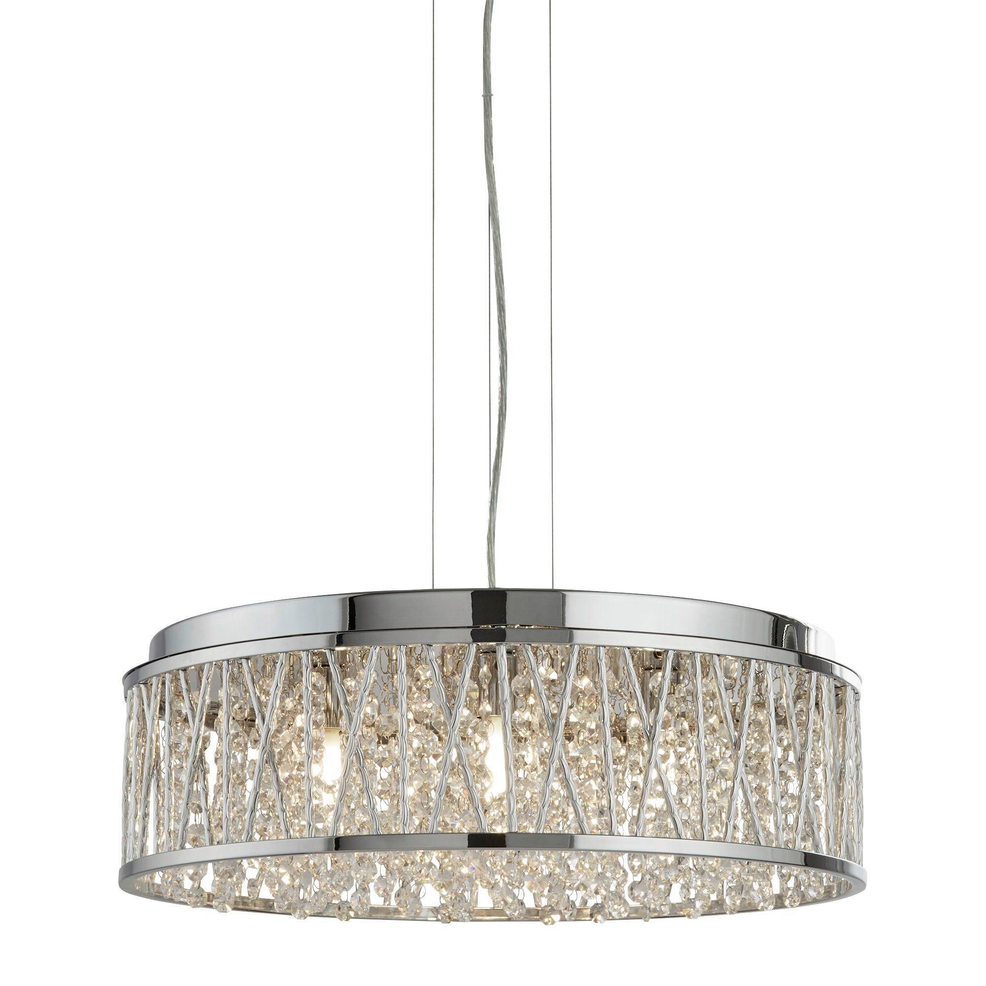 Hängeleuchte Elise H: 135 cm 7-Flammig, höhenverstellbar - Chromfarben, KONVENTIONELL, Glas/Metall (48/135cm)