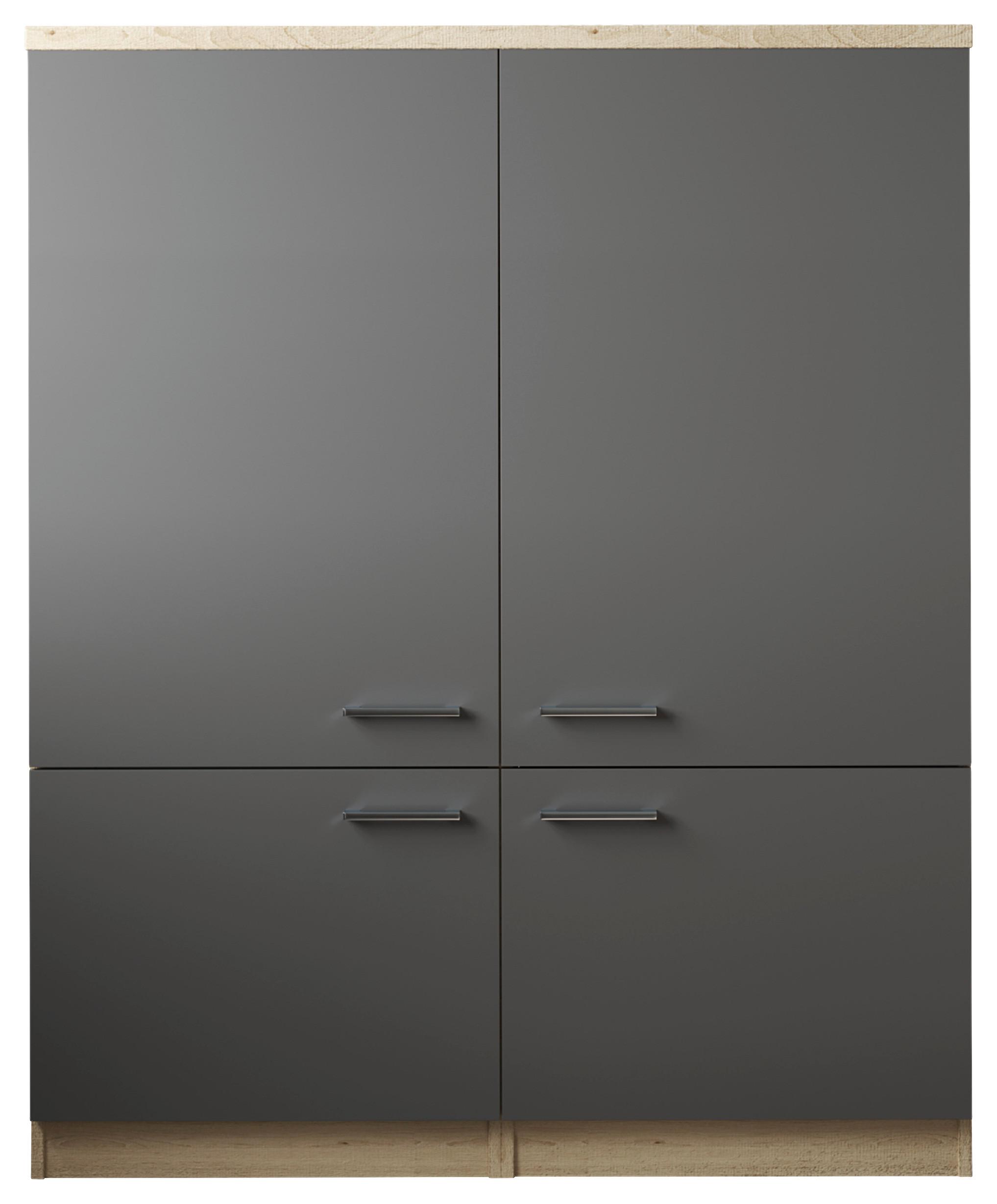 Hochschrank Merle Grau/Eiche Dekor B:120cm - Eichefarben/Grau, Basics, Holzwerkstoff (120/144,9/60cm) - Respekta