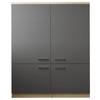 Hochschrank Merle Grau/Eiche Dekor B:120cm - Eichefarben/Grau, Basics, Holzwerkstoff (120/144,9/60cm) - Respekta