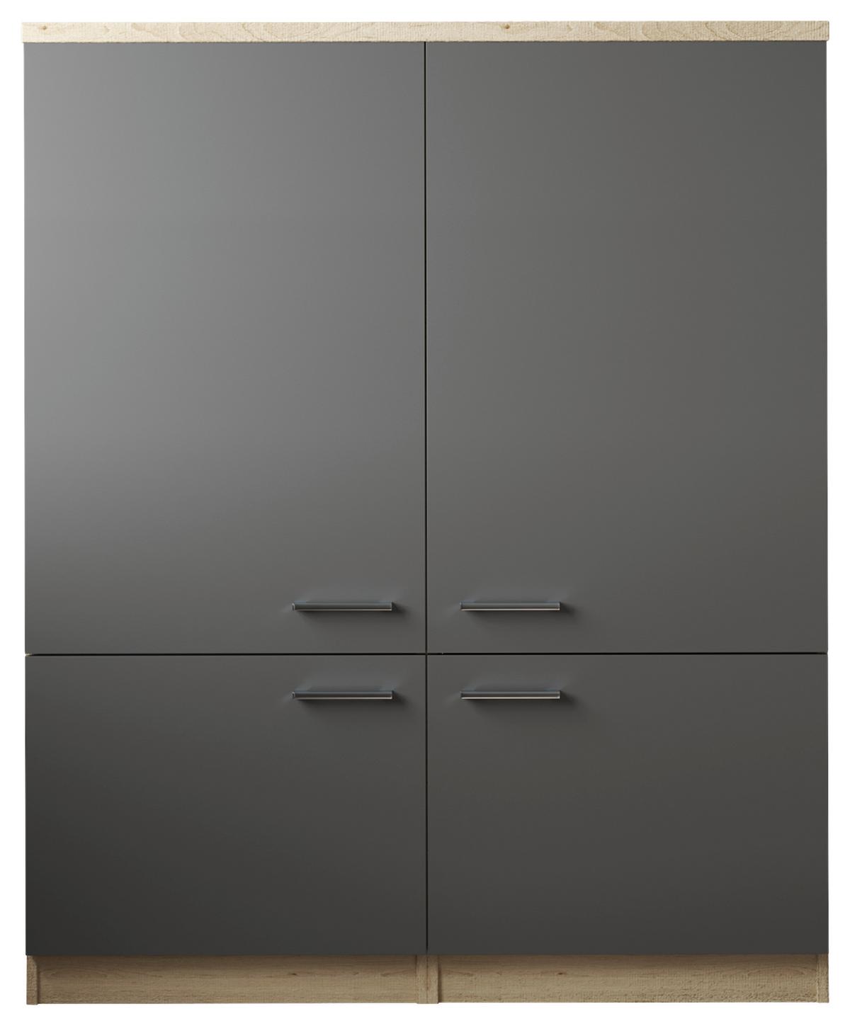 Hochschrank Merle Grau/Eiche Dekor B:120cm - Eichefarben/Grau, Basics, Holzwerkstoff (120/144,9/60cm) - Respekta