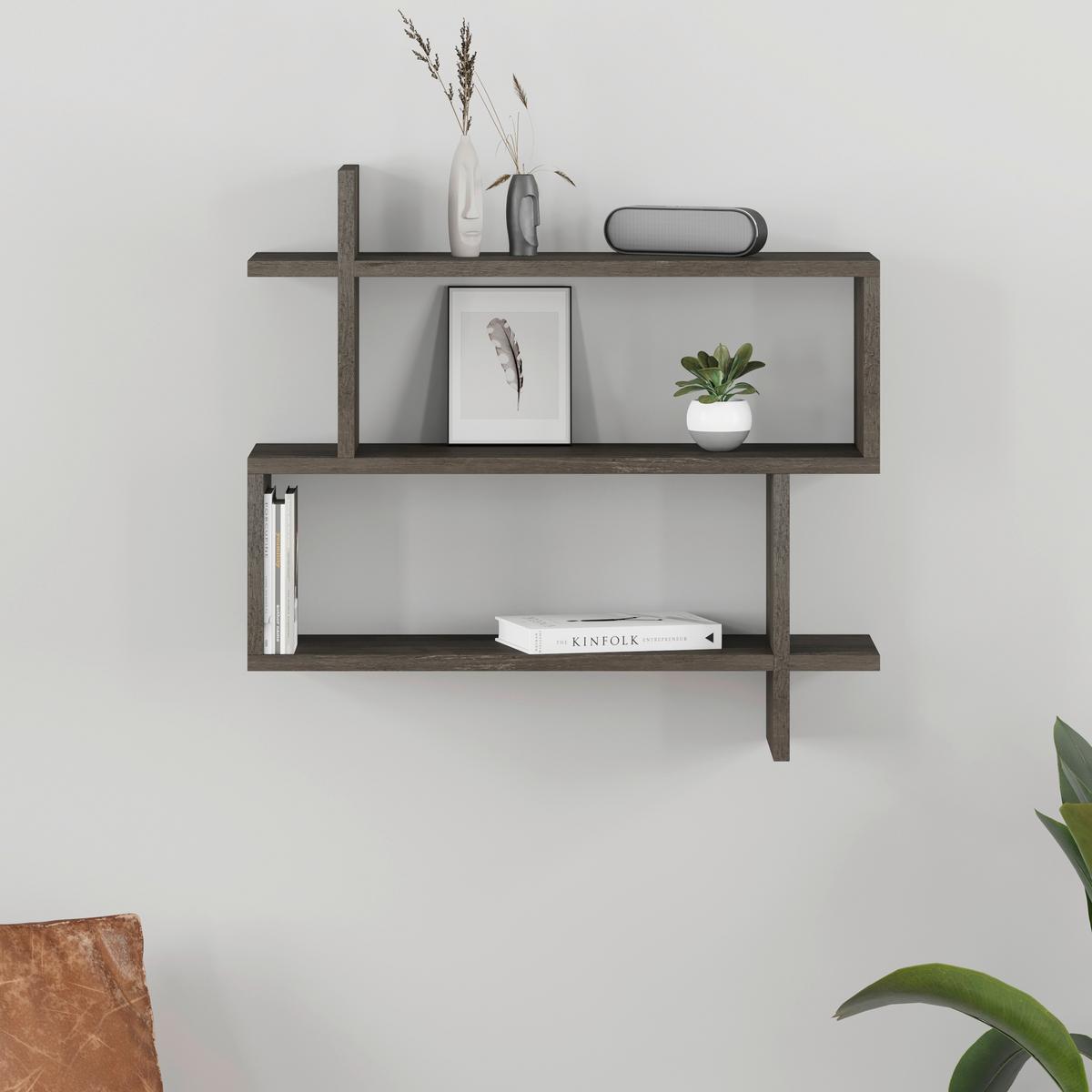 Wandboard Paralel Regal - Dunkelbraun, Design, Holzwerkstoff (70/65/22cm) - Livetastic
