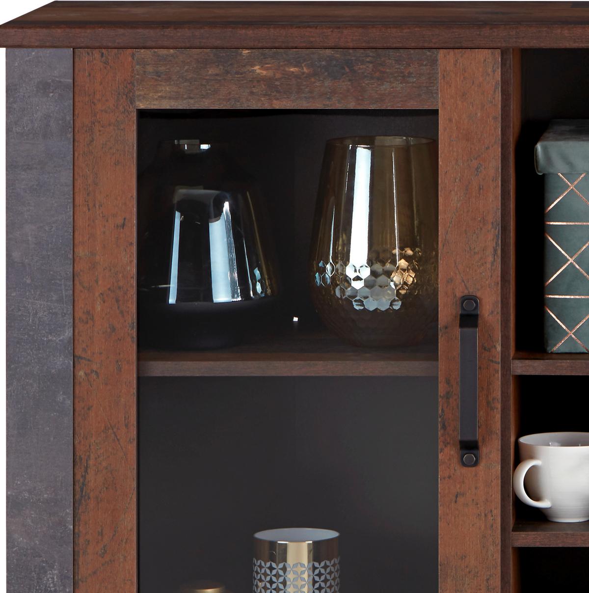 VYSOKÁ KOMODA ONTARIO - šedá/barvy dubu, Moderní, kompozitní dřevo/plast (151,3/122,5/41,5cm) - Ondega