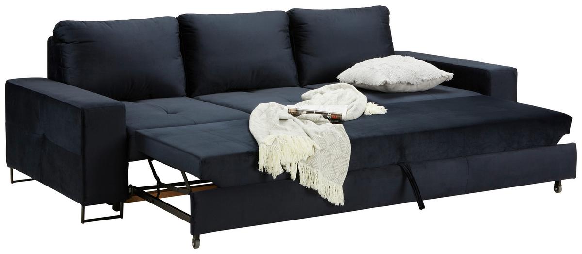 Rozkládací pohovka SIMONE, tmavě modrá - černá/tmavě modrá, Moderní, kov/textil (261/77-87/116cm) - Mömax
