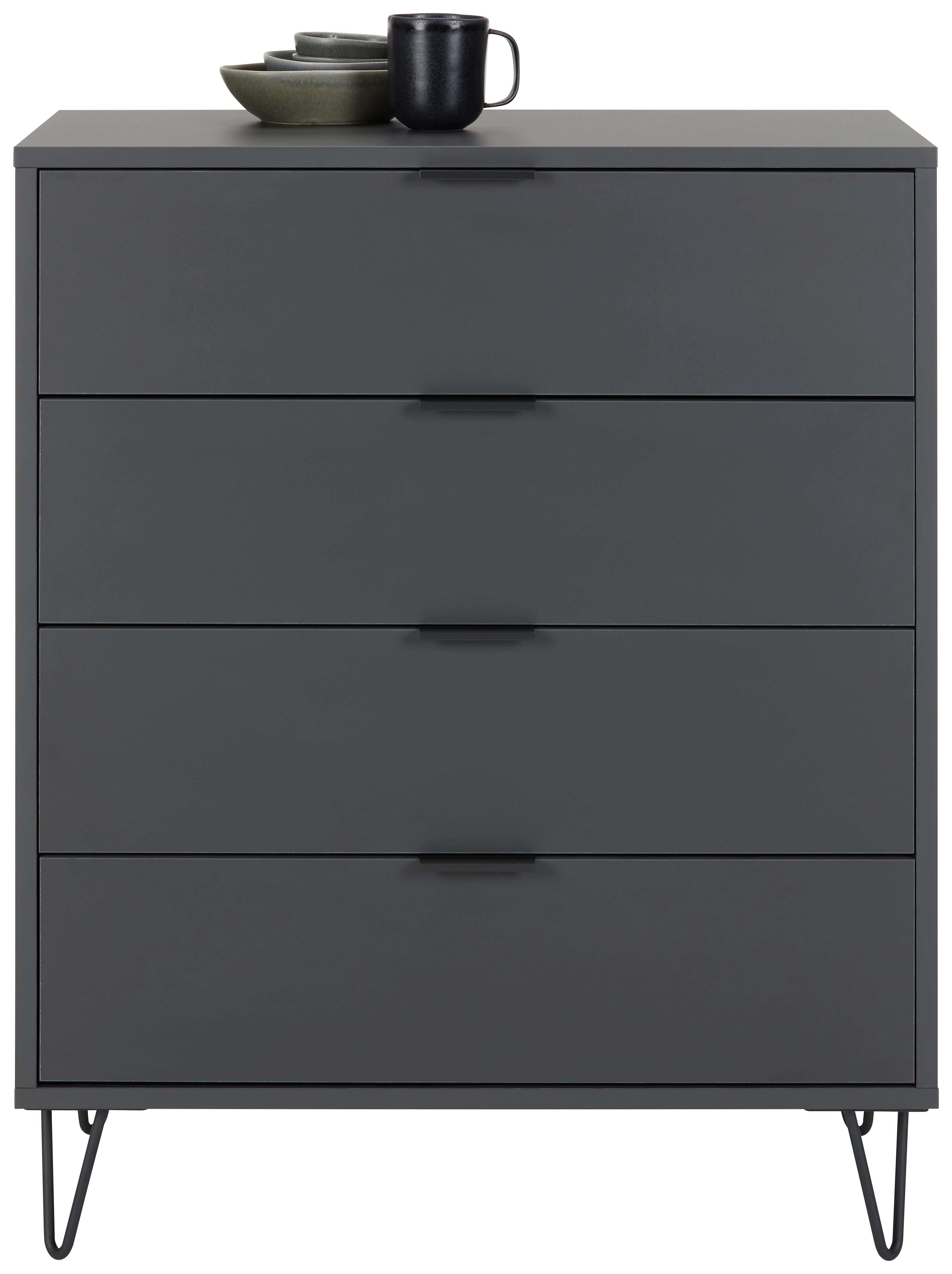 Komoda Se 4 Zásuvkami Bounty, Antracitová - antracitová, Moderní (81/87/45cm) - Premium Living