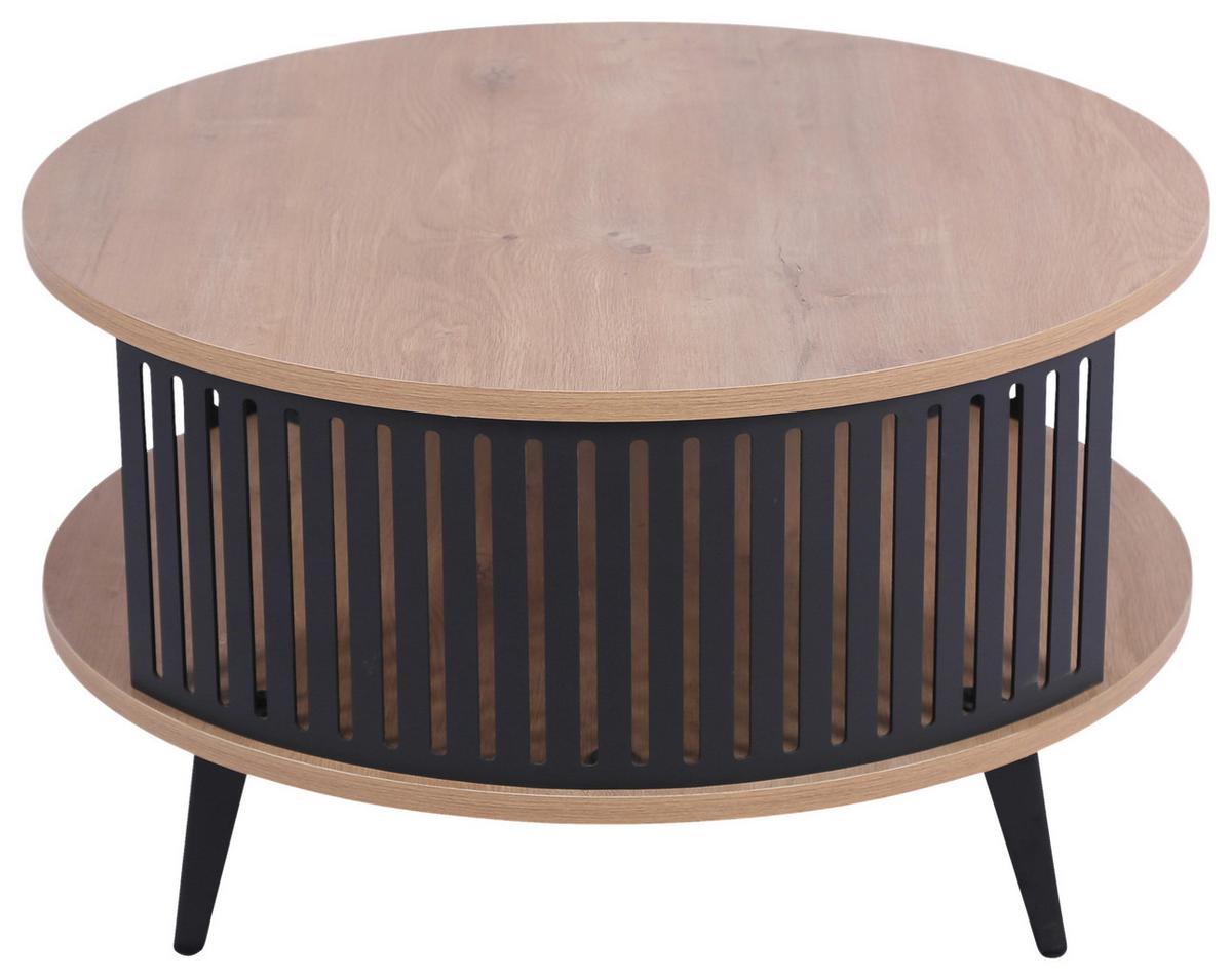 Couchtisch Santiago Mdf Eiche, B: 75 cm - Eichefarben/Schwarz, MODERN, Holzwerkstoff/Metall (75/44/75cm)