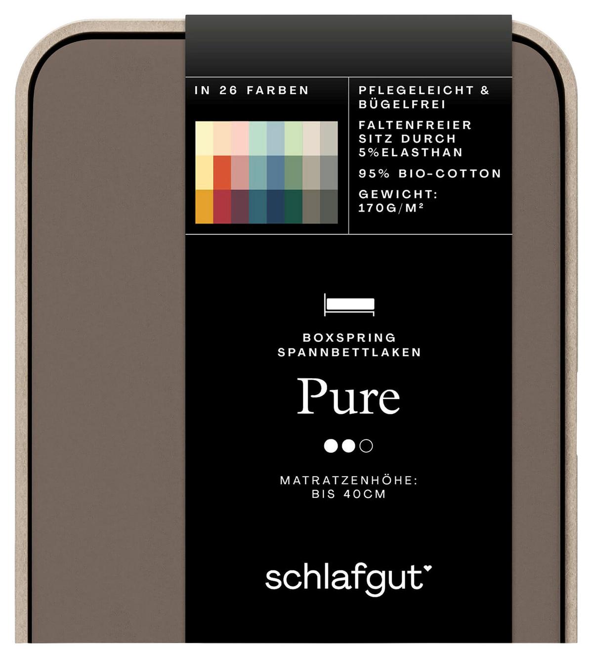 Boxspring-spannleintuch Pure Boxspring - Taupe, Basics, Textil (90-100/190-220cm) - Schlafgut