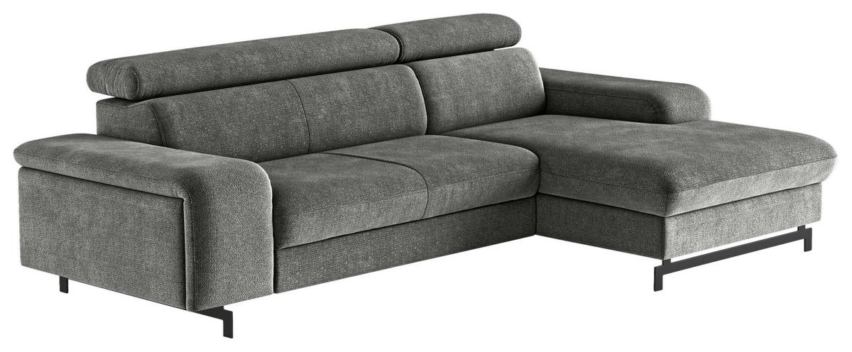 Ecksofa Mit Bettkasten Emma Grau 267x165 Cm - Schwarz/Grau, Textil (267/165cm) - MID.YOU